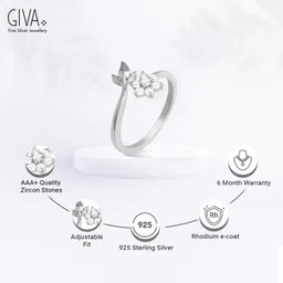 giva 925 Silver Flower Girl Ring|Lifetime Plating|6 Month Warranty Sterling Silver Zircon Rhodium Plated Ring-picture-15