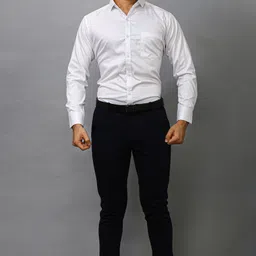 fab empire Men Regular Fit Solid Spread Collar Formal Shirt image 4