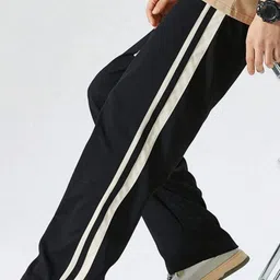 keesun Men Solid Black, Beige Track Pants image 3