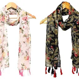 stolevilla Printed Chiffon Women Multicolor Scarf, Stole, Fancy Scarf-picture-14