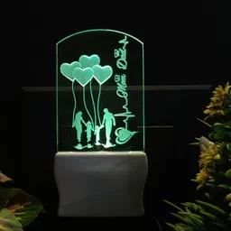 red robin MOM DAD Acrylic 3D Illusion RGB 7 Colour Changing LED Plug n Play Night Lamp image 2