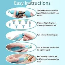 grovent Nail File Electric,Baby Nail Trimmer with 6 Grinding Heads Safe for Newborn Baby image 2