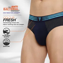 van heusen innerwear Van Heusen Men Navy Colourblocked Antibacterial Colour Fresh Briefs image 5