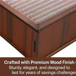 sivi shoppy Wooden Savings Challenge Money Box | 1 Lakh Saving Box Coin Bank image 2