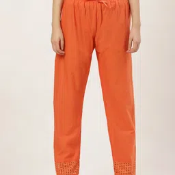 Vastraa Fusion Women Orange Hem Design Straight Palazzos-image-78