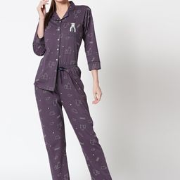 Zeyo Women Purple Self Design-picture-43