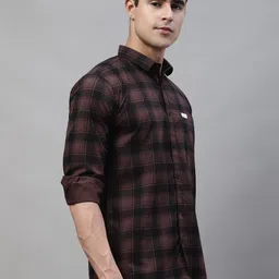 majestic man Men Slim Fit Checkered Spread Collar Casual Shirt image 3