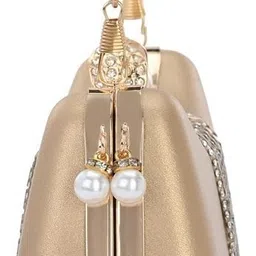 tooba handicraft Party Gold, Silver Clutch image 4