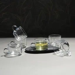Pack of 6 Glass Clear Glass Cup | Stylish & Easy-To-Handle Mug For Hot Beverages, Pack Of 6 -A24-image-56