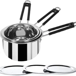 rbgiit Stainless Steel bottom Sauce Pan / MILK PAN / TEA COFFEE PAN With Lids Milk Pan 15.5 cm, 17 cm, 18.5 cm diameter with Lid 1 L, 1.5 L, 2 L capacity-picture-24