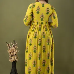 hyten Women Printed Cotton Rayon Gown Kurta image 2