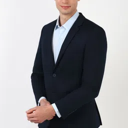 peter england Men Self Design Single Breasted Formal Blazer image 3