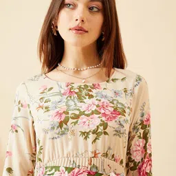 Berrylush Floral Print Bell Sleeve Crepe A-Line Maxi Dress image 2