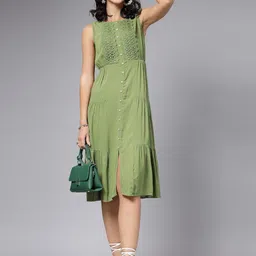 aayu Solid A-Line Dress-image-72