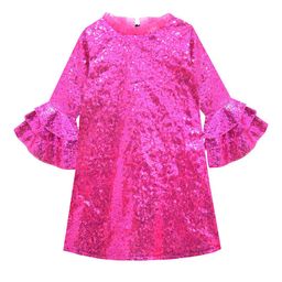 A.T.U.N. Fuchsia Embellished Sequined A-Line Dress-picture-40