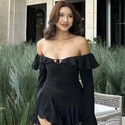 LULU & SKY Women Off-Shoulder Ruffles Detail A-Line Mini Dress-picture-33