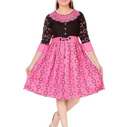 BAESD Girls Geometric Print Round Neck Self Design Dress-picture-7