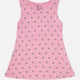 Bodycare Girls Abstract Print Cotton Round Neck Sleeveless Opaque A-Line Dress-image-61
