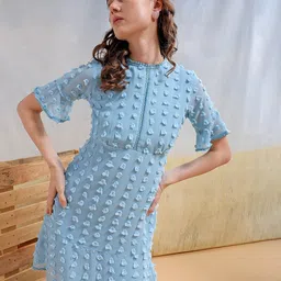 Freehand by The Indian Garage Co Self Design A-Line Dress-picture-27