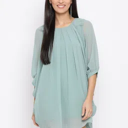 BAESD Puff Sleeves Gathered Detail A-Line Dress-picture-20