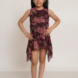 creative kids Creative Girls Floral Print Georgette A-Line Dress-picture-12