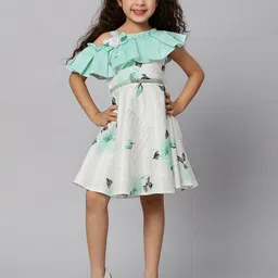 Macwin Girls Floral Printed Satin A-Line Dress-picture-22