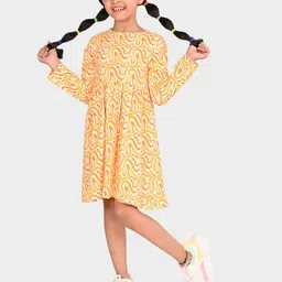 BONKIDS Girls Abstract Cotton A-Line Dress-image-43