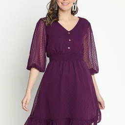 DRAAX Fashions Self Design Fit & Flare Dress-image-96