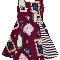 Wish Karo Maroon & Black A-Line Cotton Dress-image-98