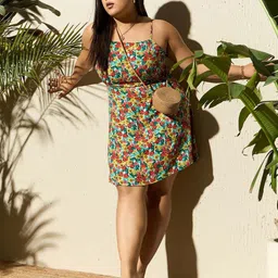 Berrylush Curve Plus Size Red Floral Printed A-Line Dress image 1