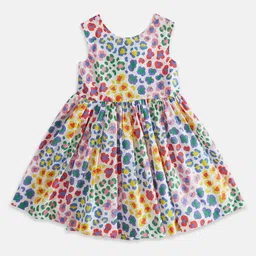 Pantaloons Junior Girls Floral Round Neck Cotton Dress-picture-32