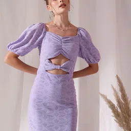 STREET 9 Square Neck Puff Sleeves Schfilli Sheath Dress-image-66