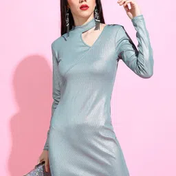 Tokyo Talkies Sea Green Sheath Dress-image-24