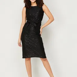 CODE by Lifestyle Women Black Embellished Viscose Rayon Sheath Dress-image-69