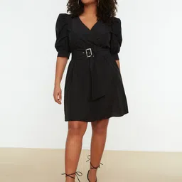 Trendyol Puff Sleeve Wrap Above Knee Dress-picture-32