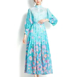 JC Collection Women Blue Floral Printed Maxi Dress-image-24