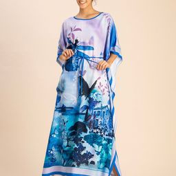 Moomaya Round Neck Short Sleeve Abstract Print Kaftan Maxi Dress-picture-13
