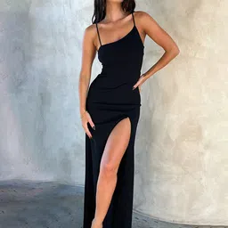 StyleCast Black Shoulder Straps Maxi Dress-image-32