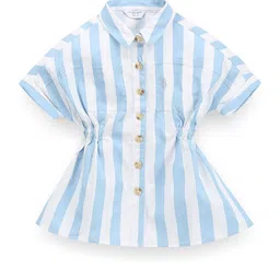 U.S. Polo Assn. Kids Girls Vertical Striped Extended Sleeves Cotton Shirt Style Dress-picture-44