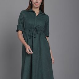 Aarsha Striped Cotton Shirt Midi Dress-picture-34