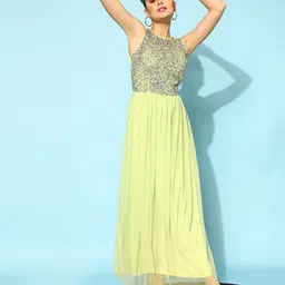 STREET 9 Women Lime Green Embellished Dress-image-88