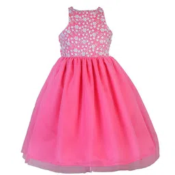 BAESD Kids-Girls Floral Round Neck Sleeveless Net Maxi Dress-picture-23