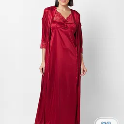 FashionRack Lace Shoulder Strap Satin 2 Piece Wrap Nightdress-picture-48