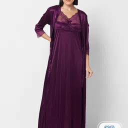 FashionRack Shoulder Straps Satin Nightdress With Robe-picture-40