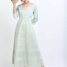Vishudh Green Ethnic Motifs Ethnic Printed Maxi Dress-picture-5