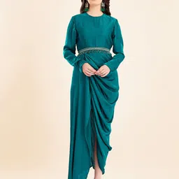 TWAM SUNDARA Gathered Long Sleeves Dress With Embellished Belt-picture-19