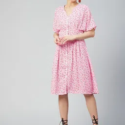 Marie Claire Women Pink Floral Crepe Dress-image-53