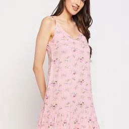 Hypernation Floral Printed V Neck Nightdress-picture-28
