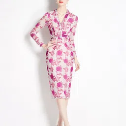 JC Collection Floral Printed Sheath Midi Dress-picture-35
