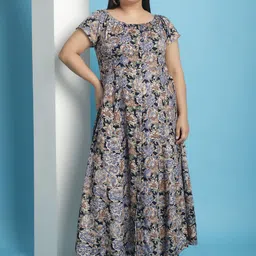 theRebelinme Women Floral Print A-Line Maxi Dress Plus Size-picture-11